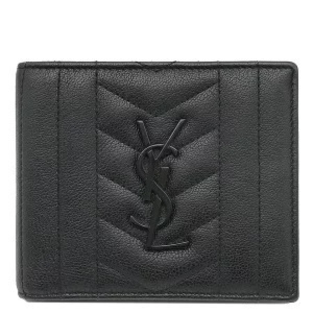 Saint Laurent bi fold wallet Monogram leather black bill stitching
